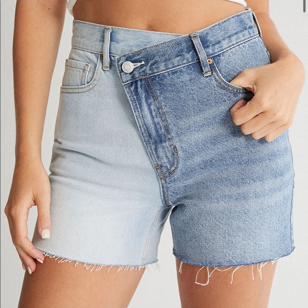 Two tone asymmetrical shorts